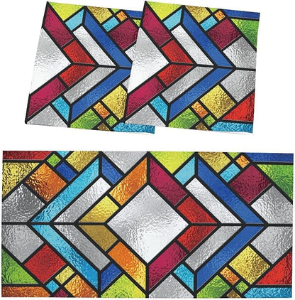 2PCS Fluorescent Light Cover for Ceiling Light Classroom-Stained Glass Patten Magnetic Light Cover Shade Panel,Decorative Film Filter for Reducing Harsh Glare Flicker Home School Office Decorations