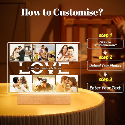 Custom Picture Frame with Photo, Personalized Photo Frame, Customized Picture Frames, Personalized Anniversary Valentines Day Gifts for Women Men Her Him Couples Wife