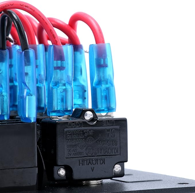 Amarine Made 5 Gang Aluminium LED Rocker & CIG Socket & Circuit Breaker Waterproof Marine/Boat/rv Switch Panel AM62-PN-LB5Z/S