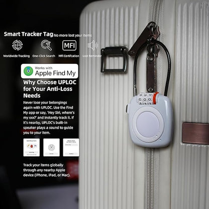 [Apple MFi Certified] iOS Tracking Tag & AirTag Holder Combination Lock, Compatible with Apple Find My, GPS Tracker Secure Case, Air TagHolder Lock for Travel Luggage, Suitcase, Backpack, Stroller
