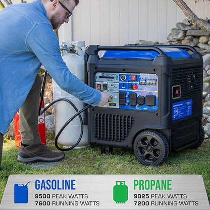DuroMax XP9500iH 9,500-Watt Dual Fuel Portable Digital Inverter Generator - Gas & Propane, Remote Electric Start, RV & Emergency Ready
