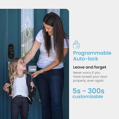 Lockly Vision Smart Lock, HD Video Doorbell Smart Locks for Front Door, Fingerprint Door Lock, Touchscreen Keypad, App Control, No Monthly Fee, Auto Lock - Matte Black