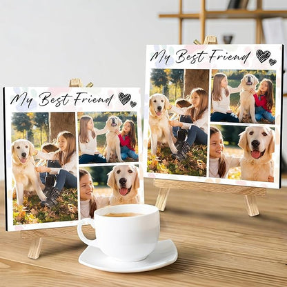 Custom Photo Frame with Stand, Personalized Picture Display, MDF and Wood Construction, Desktop Decor, Multiple Designs, Customizable Gift for Family and Friends