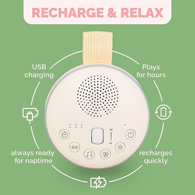 Colic Baby Relief White Noise Sound Machine - Rechargeable Sound Machine for Baby Gas Relief Newborn, Portable with Long Battery Life, 21 Soothing Sounds, Gentle Night Light & Auto Timer