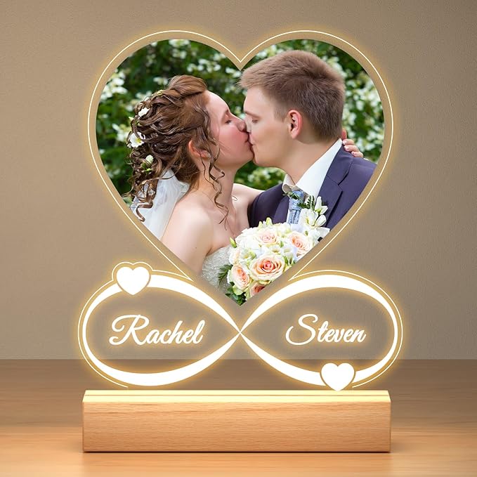 Personalized Engagement Wedding Gifts for Couples 2025, Custom Picture Frames, Customized Photo Frame, Personalized Anniversary Wedding Valentines Day Gifts for Women Men Her Him Wife Husband