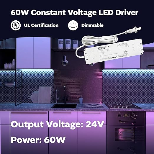 LED Driver 60W Constant Output Voltage: 24V DC, Open Circuit/Short Circuit/Overload/Overheat Protection, Triac Dimmable