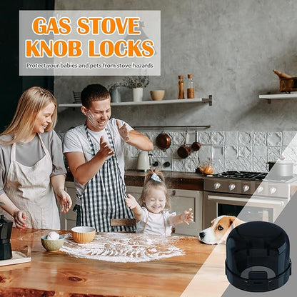 Stove Knob Covers for Baby Safety (5 Pack), Stove Knob Safety Covers, Prevent Kids-Pets from Gas Stove Knob Locks, Childproof Oven Lock Knob Covers with Adhesive, Heat-Resistant Upgraded-Black