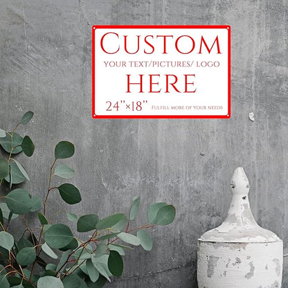 Custom Sign, personalized metal sign，Aluminum Weatherproof Metal Sign Multiple Sizes, Reflective double-sided,Customize for Business, Workplace, office, Home, Delivery Signs(24 * 18 Inch)