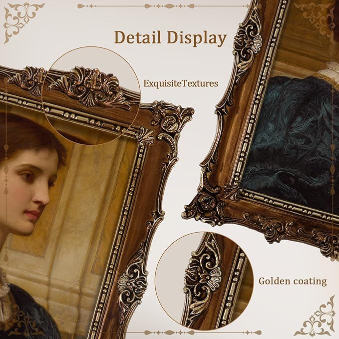 8x10 Picture Frames with Embossed Vines Design and Glass Front Hand-Crafted Resin Photo Frame with Easel & Hook for Tabletop & Wall Hanging Ornate Baroque Vintage Home Room Decor (Bronze)
