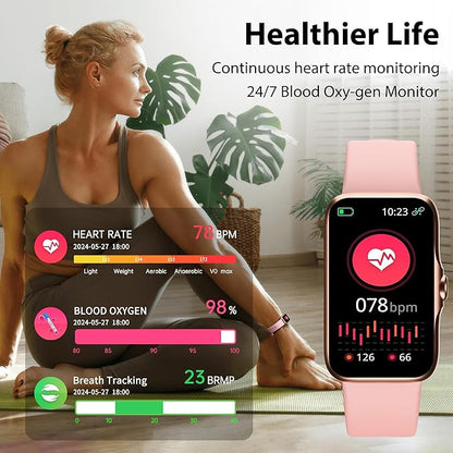 Fitness Tracker with 24/7 Continuous Heart Rate, Blood Oxygen Monitor, Smart Watch with Sleep Monitor, IP68 Waterproof Activity Tracker Step Counter for Women Men (Pink)