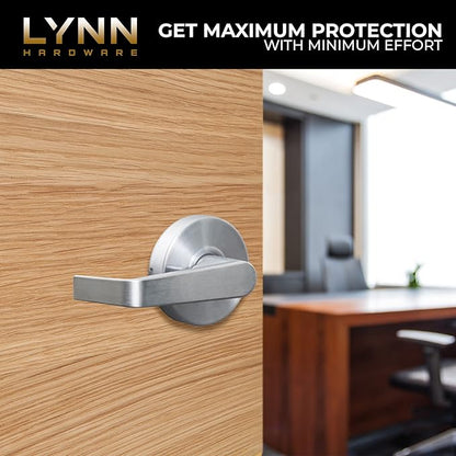 LYNN HARDWARE Classroom Commercial Door Lock - Heavy-Duty Designer Handles for Doors - Durable Grade 2 Indoor Locks for Doors - Cylindrical Lever Door Handle Lock - Satin Chrome