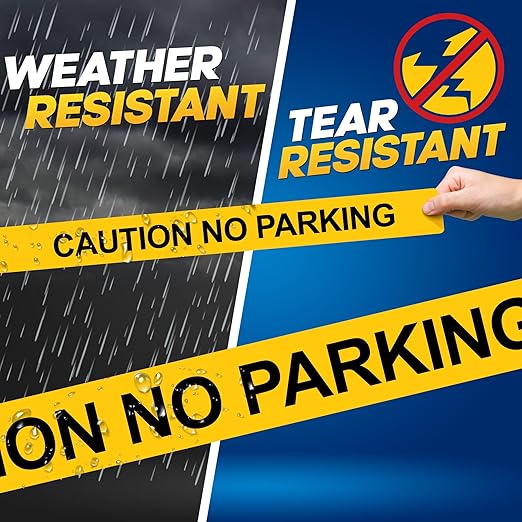 Caution No Parking Tape 3 inch X 1000 feet • Bright Yellow with a Bold Black Print for High Visibility • 3 in. Wide for Maximum Readability • Tear Resistant