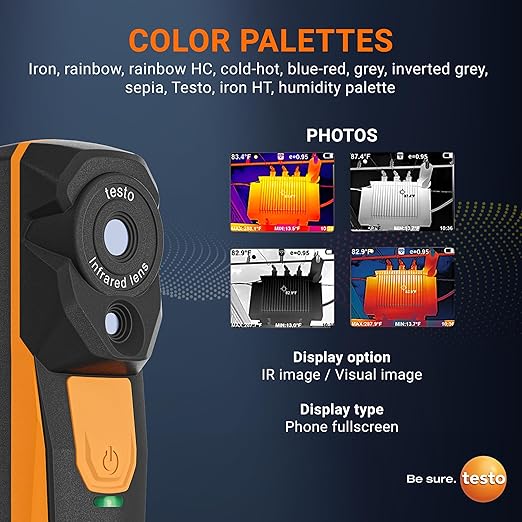 testo 860i Wireless Thermal Imaging Camera for iPhone & Android - Thermal Imager with USB-C Cable - Handheld Infrared Camera 256 x 192 Resolution & -4 to +662 °F Measurement Range