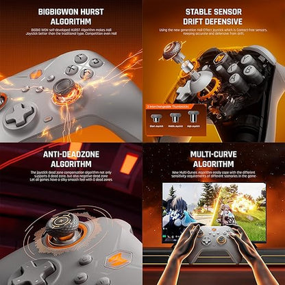 PC Controllers, BIGBIG WON Gale Hall Wireless Controllers, Motion Control, Hall Joysticks&Triggers, 3 Pairs of Thumbsticks, PC App Game Controllers for Switch/Switch2/iOS/Android Wireless Gaming Controller