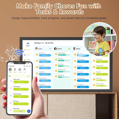 32" Smart Digital Calendar for-Family-Business-Planner - Electronic Calendar for Business Chore Chart, Touchscreen Display for Family Schedules, Auto-Sync Google iCloud Outlook Calendars for Kid Adult