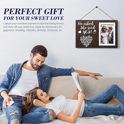 Engagement Wedding Gifts for Couples: Boyfriend & Girlfriend, Romantic Picture Frame - 4x6 Photo