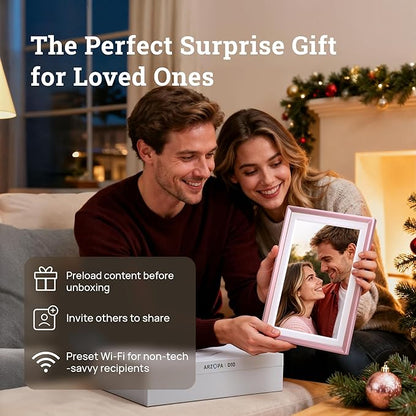ARZOPA D10 10.1" Premium Metal Digital Picture Frame – HD IPS Anti-Glare Touchscreen, Instant Photo & Video Sharing from Your Phone via Free App, A Thoughtful Gift, Rose Gold