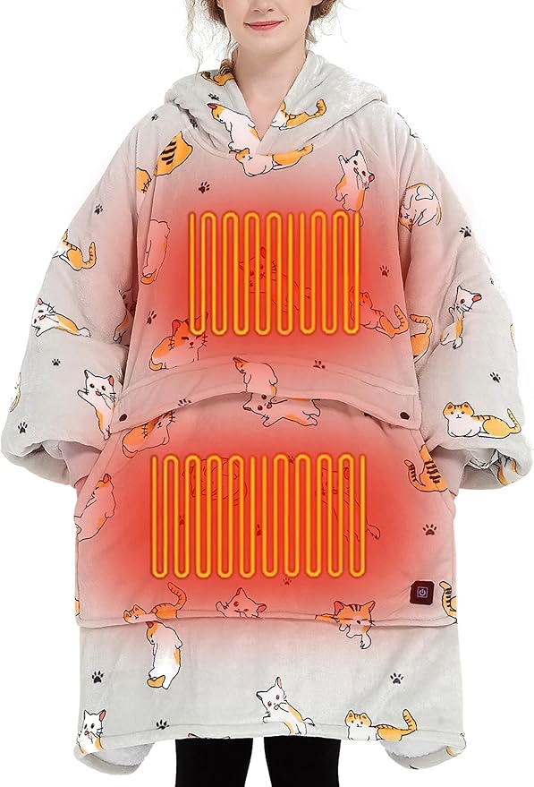 KFUBUO Heated Electric Wearable Blanket Throw Battery Operated Portable USB Cordless Outdoor Hoodie Sweatshirt