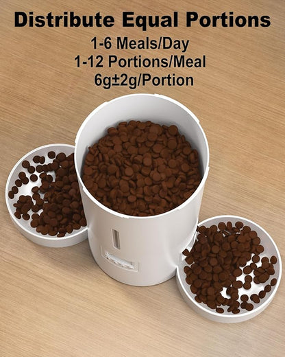 Automatic Cat Feeder for 2 Cats,Dual Bowl Dry Food Dispenser with Portion Control & 10s Voice Recorder,Timed Feeding,Dual Power,Quiet Operation(White, ABS Dual Bowls)