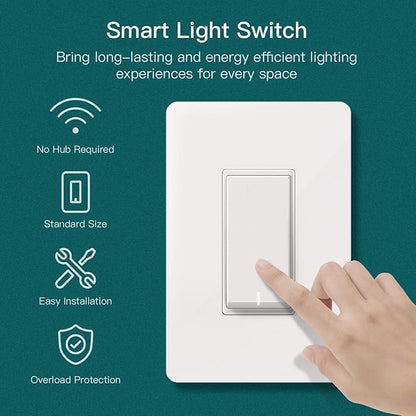 TREATLIFE Single Pole Smart Light Switch, Neutral Wire Required, 2.4GHz Wi-Fi Light Switch, Works with Alexa and Google Home, Schedule, Remote Control