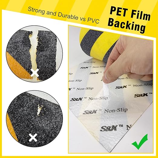 S&X Black/Yellow Anti Slip Tape 4" x 33 FT, Heavy-Duty Grip Tape for Stairs Outdoor Waterproof Safety Non Skid Roll High Traction Non Slip Treads with Hard-Wearing Surface