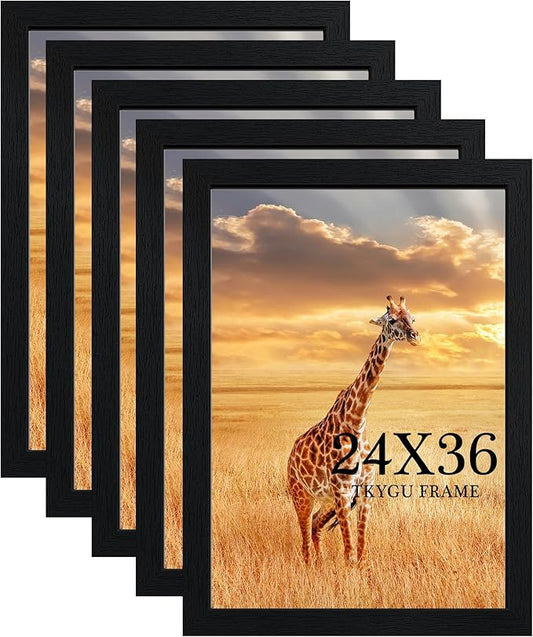 24x36 Poster Frame Black Set of 5, Woodgrain Frame for 24x36 In Studio Gallery with Durable Shatter Resistant Plexiglass,Wall Gallery Photos frame 36 by 24 Posters & Art Prints for best gift