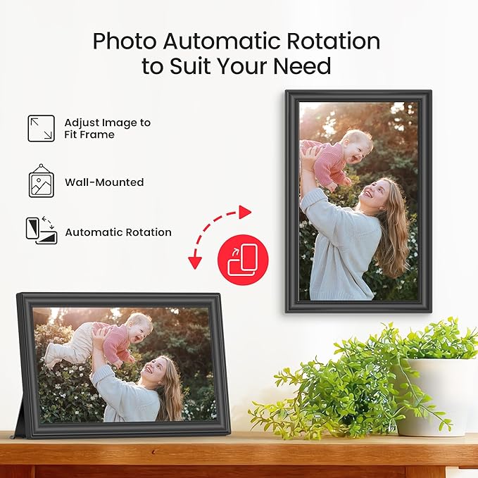 64GB 15.6" Frameo Digital Picture Frame WiFi, Large Electronic Photo Frames 1920 x 1080 IPS FHD Touch Screen, Send Photos from Your Phone from Anywhere, Best Gifts for Parents and Grandparents