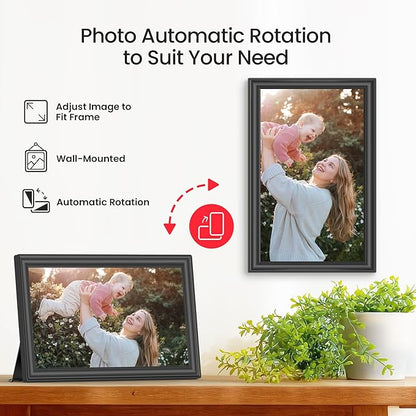 64GB 15.6" Frameo Digital Picture Frame WiFi, Large Electronic Photo Frames 1920 x 1080 IPS FHD Touch Screen, Send Photos from Your Phone from Anywhere, Best Gifts for Parents and Grandparents