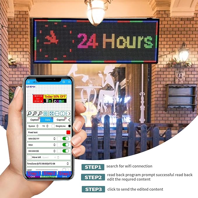 Scrolling Programmable Led Sign Outdoor Digital Word Led Pantalla Para Publicidad Usb Wifi Bright Advertising Enabled Control Display Small Message Board Lights 39"×14"