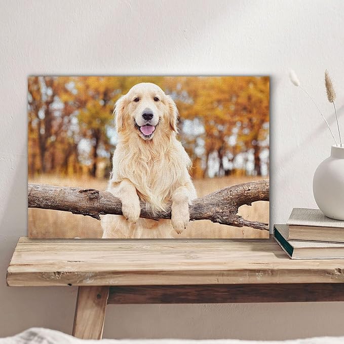 Custom Canvas Prints with Your Photos Personalized Photo Canvas Print Wall Art Customized Canvas Picture Frame Gifts for Pet Baby Family Mom Dad Men Women Couple Boyfriend Girlfriend Framed 24x16