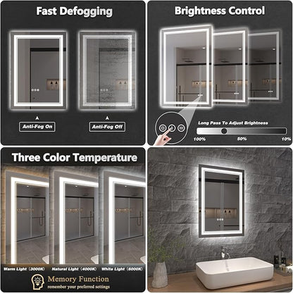 LED Bathroom Mirror with Lights, Wall Mirrors