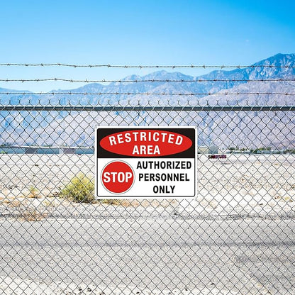 (2 Pack) Restricted Area Sign, Authorized Personnel Only Do Not Enter signs, 10 x 14 Inches Aluminum UV Protected Weatherproof and Easy to Install