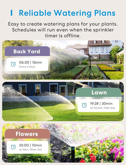 meross WiFi Water Timer for Garden Hose, Smart Hose Timer with Brass Inlet & Outet, WiFi Sprinkler Valve Work with Apple Homekit, Alexa & Google Assistant, Smart Rain Skip for Lawn, Garden & Yard