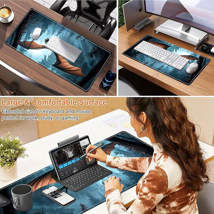 Small Heated Desk Pad 23.6" x 14.2" – Compact Electric Mouse Pad with 3 Heating Levels, Auto Shut-Off, Waterproof PU Surface, Plug-in Warmer for Office or Home Use, Flying Dragon