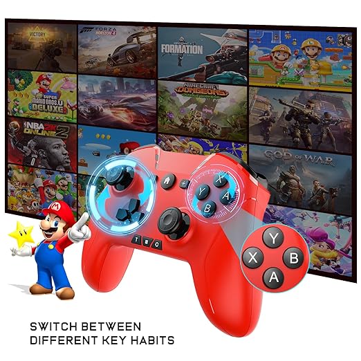 Bluetooth Controller for Switch/Mac/PC/Steam/Mobile Phone/iOS/Android//TV/iPad/Table/Apple Arcade MFi Games, switch pro controller wireless with Adjustable Dual Motion,Turbo,Macros,6-Axis,Wake Up for Black Myth: Wukong (Black) (Purple) (Red)