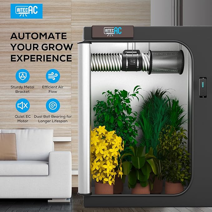 Inline Duct Fan 6 Inch Ventilation Exhaust Fan with Variable Speed Controller, 402 CFM Silent Grow Tent Fan for Heating Cooling Booster, Hydroponic
