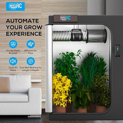 Inline Duct Fan 6 Inch Ventilation Exhaust Fan with Variable Speed Controller, 402 CFM Silent Grow Tent Fan for Heating Cooling Booster, Hydroponic