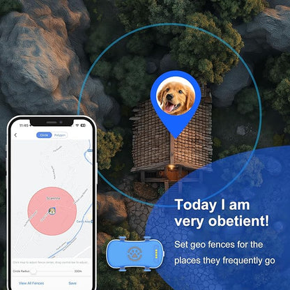 GPS Dog Tracker, Real-time Pet Location Tracker Anti Lost Dog GPS Collar Fit Most Pet Collars, Virtyal Fence, Lighting Flash&Audible Seek Mode,Subscription Needed