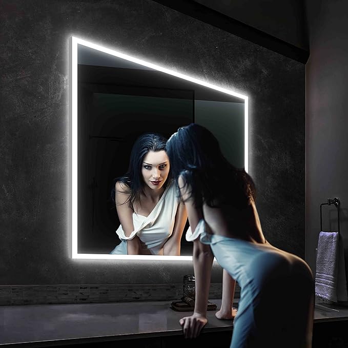 Blossom 36x36 LED Mirror for Bathroom | Backlit LED Vanity Mirror with Anti-Fog, Stepless Dimmable, 3 Color Temperature | Lighted Mirrors for Bathroom Wall | Smart Vanity Makeup Mirror with Lights