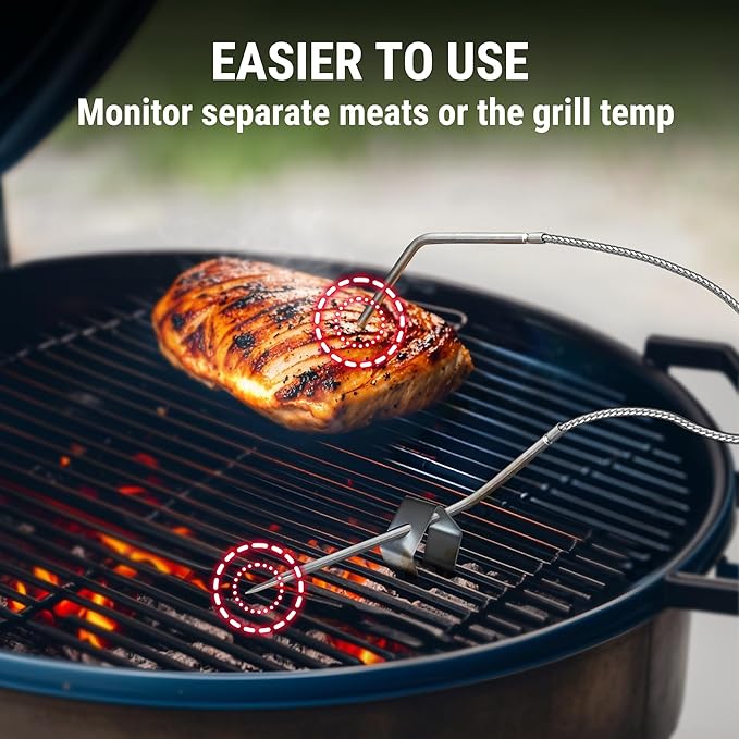 ThermoPro 450 ft Bluetooth Meat Thermometer with 2 Probes, Meat Thermometer Digital Wireless for BBQ Oven, Smoker Thermometer for Cooking Chicken Steaks Poultry
