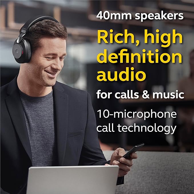 Jabra EVOLVE2 85, LINK380C UC Stereo Stand Black
