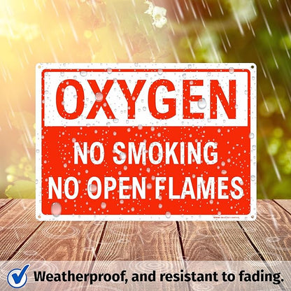 Brimar - 14 x 10" - Oxygen No Smoking No Open Flames Sign - .055″ Polyethylene Plastic - Clear Message - Easy Installation