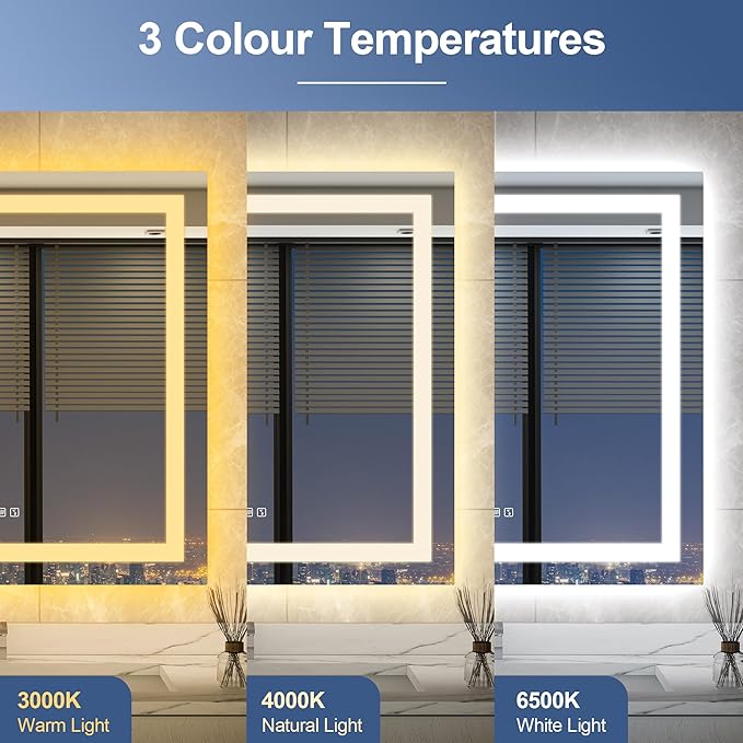 STARLEAD Led-Bathroom-Mirror-with-Lights, 36"x36" Wall-Mounted with 3 Colors Dimmable Light, Bluetooth Speaker, Anti-Fog, Memory, Tempered Glass, Front & Backlit (Horizontal/Vertical)
