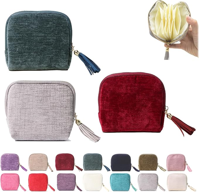 Stuffdatas Travel Jewelry Case, Stuffdatas Bags, Small Jewelry Travel Pouch Mini, Travel Jewelry Organizer Pouch Velvet, with 5 Compartments (3PCS-A)