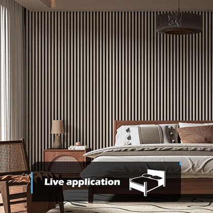 Art3d 4-Pack 108" x 12" Acoustic Wood Panels for Wall, Soundproof Wood Slat Panel for Wall and Ceiling, 3D Fluted Sound Absorbing Paneling for Interior Wall Decor, Living Room, Bedroom - Oak