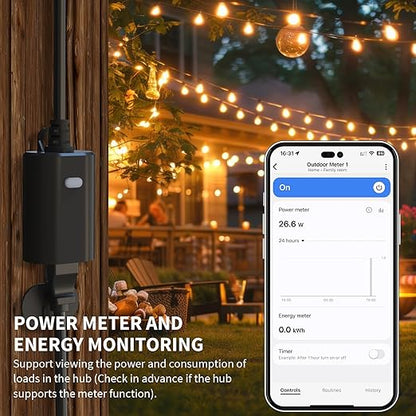 Minoston Zwave Smart Plug, Z-Wave Outdoor Plug with Energy Monitoring, Zwave Outlet Built-in Repeater Range Extender, Z-Wave Hub Required, Compatible with Alexa and Google Assistant (MP22ZP)