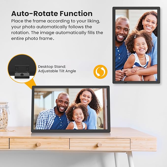 FANGOR 21.5" Large Digital Picture Frame 64GB, WiFi Photo Frame 1920x1080 FHD IPS Display with Remote Control, Auto-Rotate, Wall Mounted, Share Photos/Videos Via Uhale App/USB/SD (No Touch Screen)