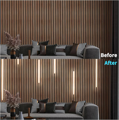Art3d LED Recessed Lighting Kit - 6pcs Self-adhesive White LED Light with Smart Switch, 3000k Touching Switch Light for Wood Slat Wall Panels, Headboards, Stairs, Home decor, Under Cabinet Strip Light