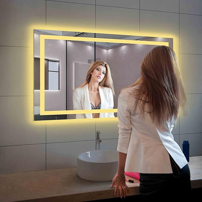 Blossom 48X30 LED Bathroom Mirror with Lights, Anti-Fog, Dimmable, Backlit & Front Lit, Lighted Bathroom Vanity Mirror for Wall, Memory Function, Waterproof, Tempered Glass, Smart Vanity Makeup Mirror