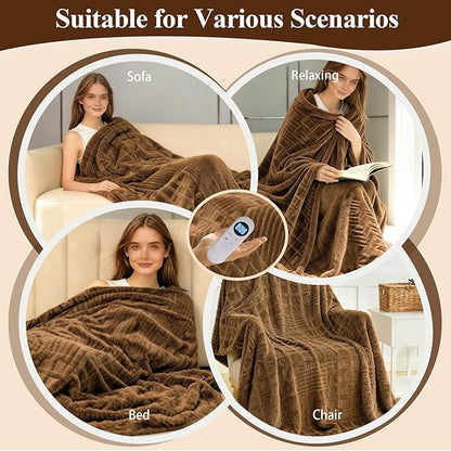 Heated Blanket Electric Full, 74”x84“Heating Blanket Waffle with 12 Heat Levels, Fast Heating Blanket with 1-12 Timer Settings, Overheat Protection with ETL & FCC for Home Office Sofa